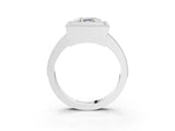 Silver Asscher Cut-Cut Diamond Halo Engagement Ring with Pave Band and Prong Setting_16