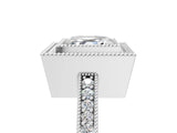 Silver Asscher Cut-Cut Diamond Halo Engagement Ring with Pave Band and Prong Setting_18