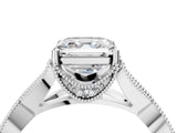 Silver Asscher Cut Cut Diamond Twisted Band with Milgrain Pave Setting and Four-Prong Setting_16