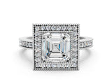 Silver Asscher Cut Cut Halo Pavé Diamond Ring_13