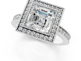 Silver Asscher Cut Cut Halo Pavé Diamond Ring_14