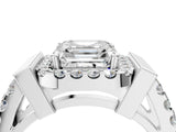 Silver Asscher Cut Cut Halo Split Shank Prong Set Ring_11