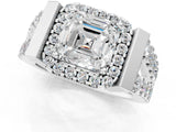 Silver Asscher Cut Cut Halo Split Shank Prong Set Ring_8