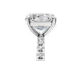Silver Asscher Cut Diamond Brilliant Solitaire Ring with Pavé Band and Four-Prong Setting_10