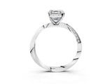 Silver Asscher Cut Diamond Engagement Ring with Side Stone Accents and Four-Prong Setting_27