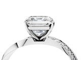 Silver Asscher Cut Diamond Engagement Ring with Side Stone Accents and Four-Prong Setting_28