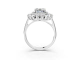 Silver Asscher Cut Diamond Floral Double Halo Engagement Ring with Prong Setting_10