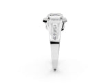 Silver Asscher Cut Diamond Halo Ring with Split Shank and Bezel Accents and Prong Setting_15