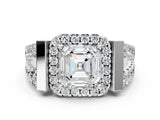 Silver Asscher Cut Diamond Halo Split Shank Prong Set Ring_55