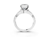 Silver Asscher Cut Diamond  Halo Twist Band Solitaire Prong Setting Ring_15