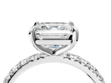 Silver Asscher Cut Diamond Pavé Solitaire Ring with Round Band and Prong Setting_20
