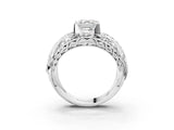 Silver Asscher Cut Diamond Pave Art Deco Split Shank Ring with Four-Prong Setting_16