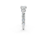 Silver Asscher Cut Diamond Side Stone Engagement Ring with Four-Prong Setting_7