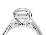 Silver Asscher Cut Diamond Solitaire Engagement Ring with Cathedral Setting and Four-Prong Mount_7