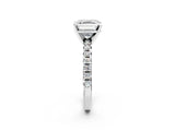 Silver Asscher Cut Diamond Solitaire Pavé Engagement Ring with Round Band and Prong Setting_4