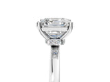 Silver Asscher Cut Diamond Solitaire Ring with Classic Band and Four-Prong Setting_12