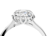 Silver Asscher Cut Diamond Solitaire Ring with Flower Prong Setting and Classic Band_17