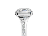 Silver Asscher Cut Diamond Solitaire Ring with Pavé Band and Prong Setting_33