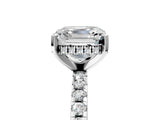 Silver Asscher Cut Diamond Solitaire Ring with Round  Pavé Band and Four-Prong Setting_68