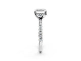 Silver Asscher Cut Diamond Solitaire Ring with Round with Moissanite side stone Pavé Band and Four-Prong Setting_14