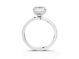 Silver Asscher Cut Diamond Solitaire Ring with Thin Band and Prong Setting_15