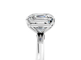 Silver Asscher Cut Diamond Solitaire Ring with Thin Band and Prong Setting_17
