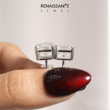 10K White Gold 0.54 Carat E-F VVS-VS Asscher Diamond Stud Earrings