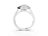 Silver Asscher Cut Halo Bezel Diamond Pave Band Ring_16