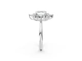 Silver Asscher Cut Halo Diamond Cluster Ring with Marquise and Round Stones on a White Gold Band with Prong Setting_15