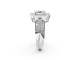 Silver Asscher Cut Halo Diamond Engagement Ring with Pave Split Shank and Four-Prong Setting_21