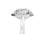 Silver Asscher Cut Halo Diamond Solitaire Ring with Asscher Cut Band and Four-Prong Setting_12