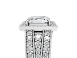 Silver Asscher Cut Halo Diamond Split Shank Ring with Prong Setting_12