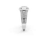 Silver Asscher Cut Halo Diamond Split Shank Ring with Prong Setting_9