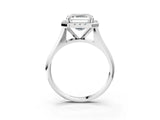 Silver Asscher Cut Halo Solitaire Engagement Ring with Square Band and Four-Prong Setting_27