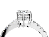 Silver Asscher Cut Solitaire Diamond Engagement Ring with Pavé Band and Six-Prong Setting_10