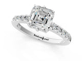Silver Asscher Cut Solitaire Diamond Engagement Ring with Pavé Band and Six-Prong Setting_13