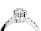 Silver Asscher Cut Solitaire Diamond Engagement Ring with Pavé Band and Six-Prong Setting_16