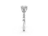 Silver Asscher Cut Solitaire Diamond Engagement Ring with Pavé Band and Six-Prong Setting_8