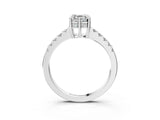 Silver Asscher Cut Solitaire Diamond Engagement Ring with Pavé Band and Six-Prong Setting_9