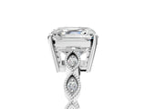 Silver Asscher Cut Solitaire Diamond Ring with Infinity Twist Band and Four-Prong Setting_30