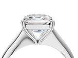 Silver Asscher Cut Solitaire Diamond Ring with Six-Prong Setting and Classic Band_10