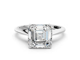 Silver Asscher Cut Solitaire Diamond Ring with Six-Prong Setting and Classic Band_6