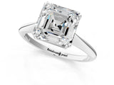 Silver Asscher Cut Solitaire Diamond Ring with Six-Prong Setting and Classic Band_7