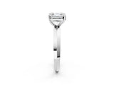 Silver Asscher Cut Solitaire Engagement Ring with Flat Band and Four-Prong Setting 3