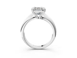 Silver Asscher Cut Solitaire Engagement Ring with Tapered Band and Four-Prong Setting 4