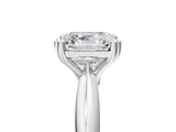 Silver Asscher Cut Solitaire Engagement Ring with Tapered Band and Four-Prong Setting