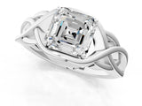 Silver Asscher Cut Solitaire Intertwined Band Prong Setting Ring_15