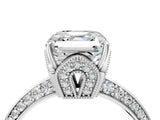 Silver Asscher Cut Solitaire Split Shank Pave Diamond Engagement Ring with Four-Prong Setting_17