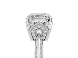 Silver Asscher Cut Solitaire Split Shank Pave Diamond Engagement Ring with Four-Prong Setting_18