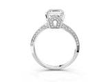 Silver Asscher Cut Solitaire Split Shank Pave Diamond Engagement Ring with Four-Prong Setting_52